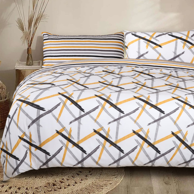 Aspire Homeware Reversible Striped Duvet Cover Set with Pillowcases for Modern and Stylish Bedroom Decor