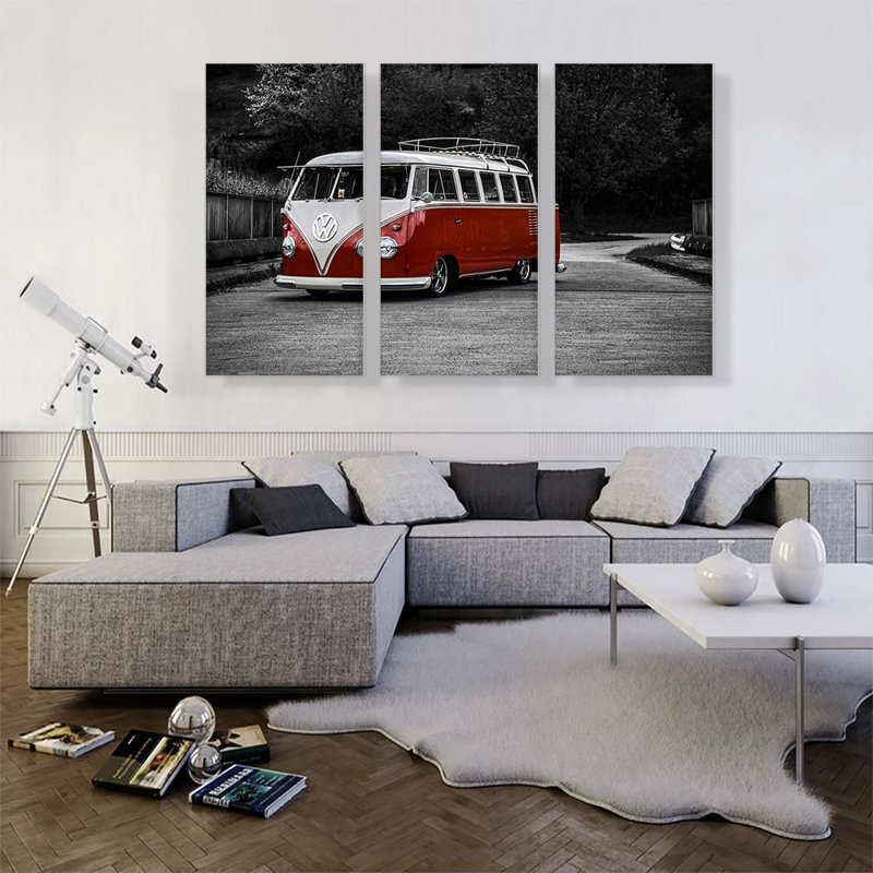 Ensemble de 3 reproductions de photo sur toile tendue rouge et blanche, H 40 po x l 60 po x 1,5 po