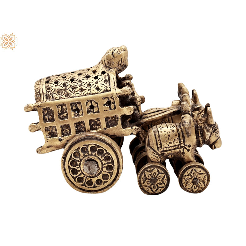 Sculpture de chariot rétro Bull, Or