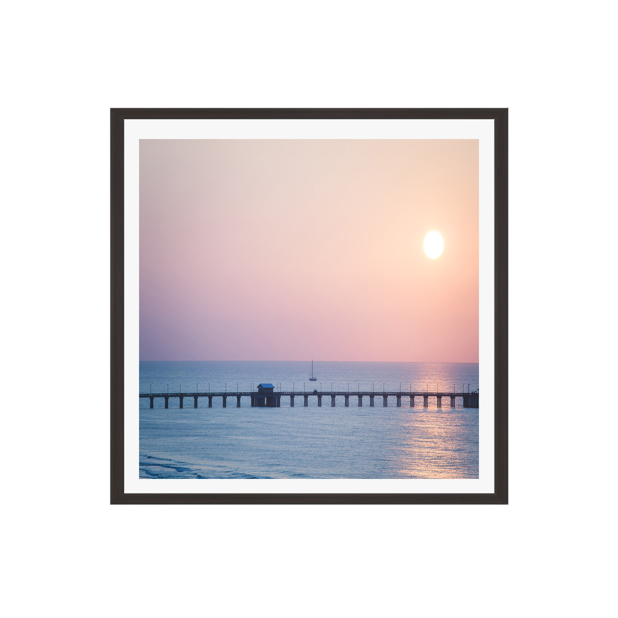 Morning Sail by Ann Hudec, Espresso Floater Framed, 36" H x 36" W x 2" D, No