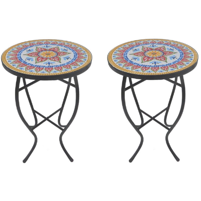 Audreana Round Metal Outdoor Side Table , 14'' in. W 21'' in. D