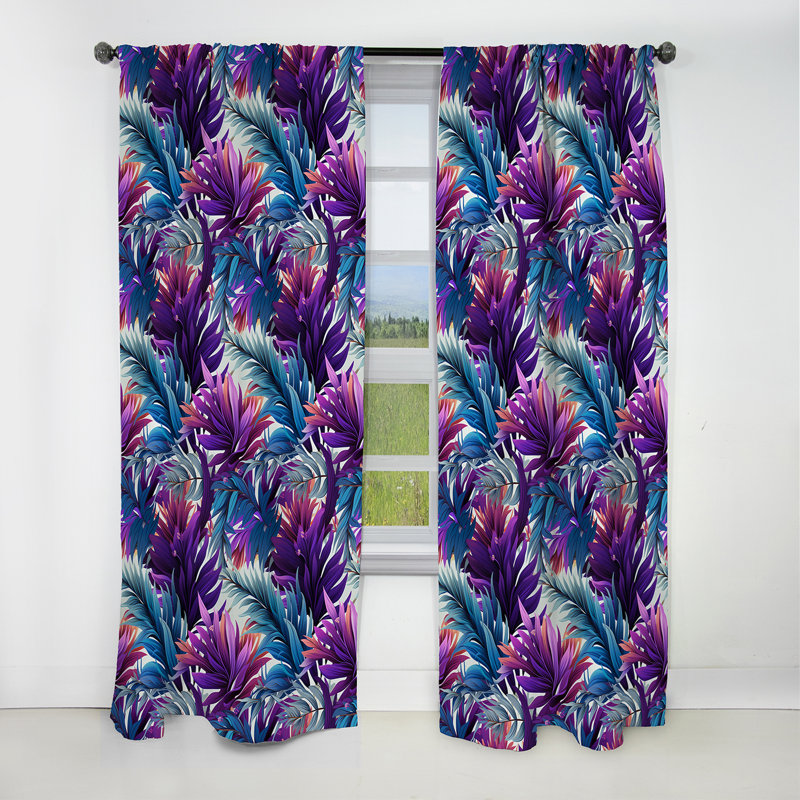 Palmier à motif tropical Palmier - rideau à motif floral - 1 panneau, L 52 po x L 108 po