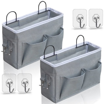 2Pcs Middle Wall Hanging Organizer Bag, Linen Fabric Door Hanging Storage Basket