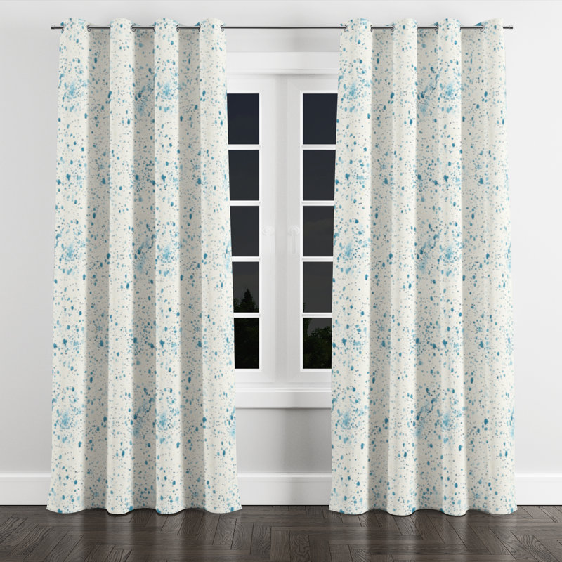 Abstract Room Darkening Curtains - Ivory Borbon Grommet Curtain - 1 Panel, 52" W x 63" L, Silver Grommets