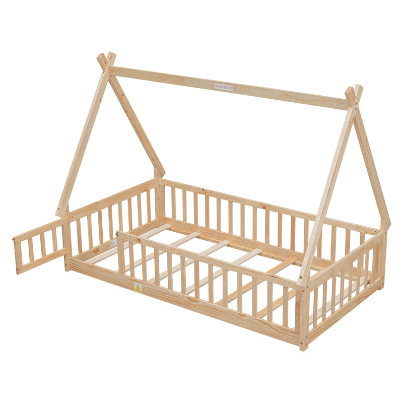 Lit pour enfant Dhima, Naturel, Simple