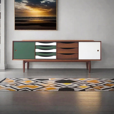Minimalist Solid Wood TV Stand with Large Storage