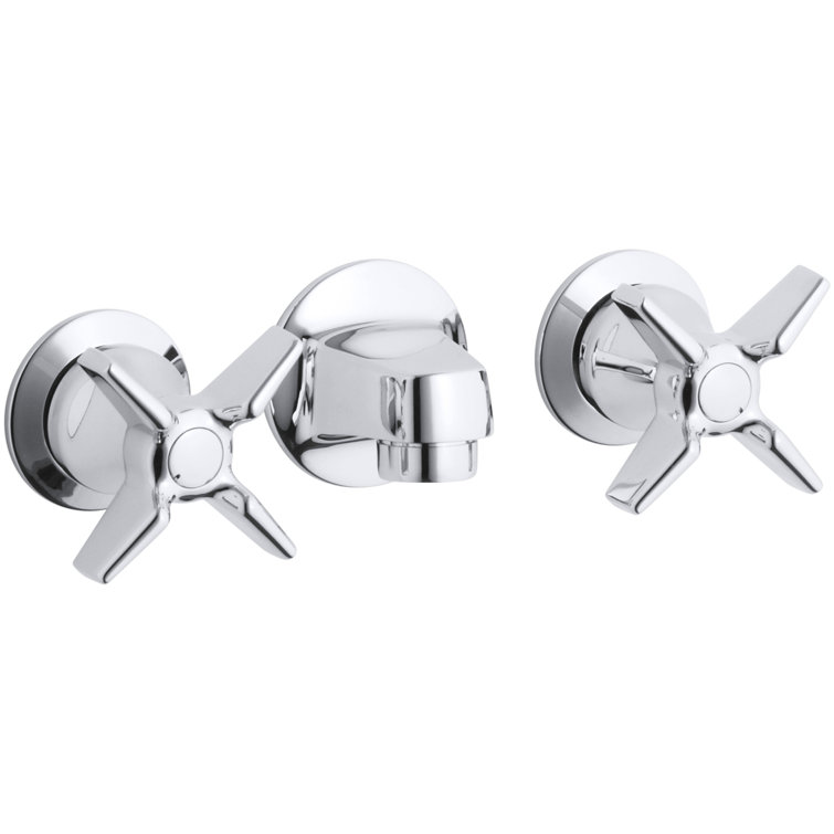 Triton Shelf-Back Commercial Bathroom Sink Faucet with Grid Drain and Cross Handles