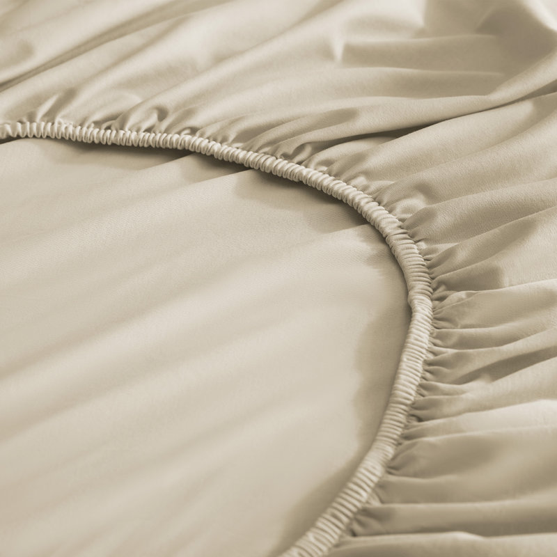 Ensemble de draps 100% coton jersey, Huître, Double