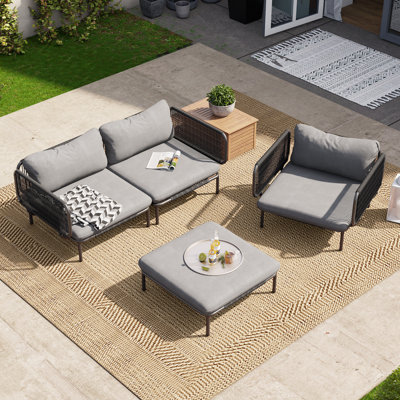 Canapé modulaire de patio pour 4 personnes avec coussins Imir