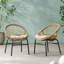 Ensemble de 2 chaises Edgar - Osier Boho avec coussins résistants à l'eau