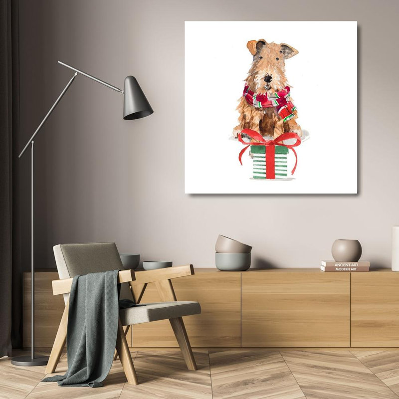 Art encadré sur toile Trinx Loreth, Lanie, Christmas Airedale Terrier