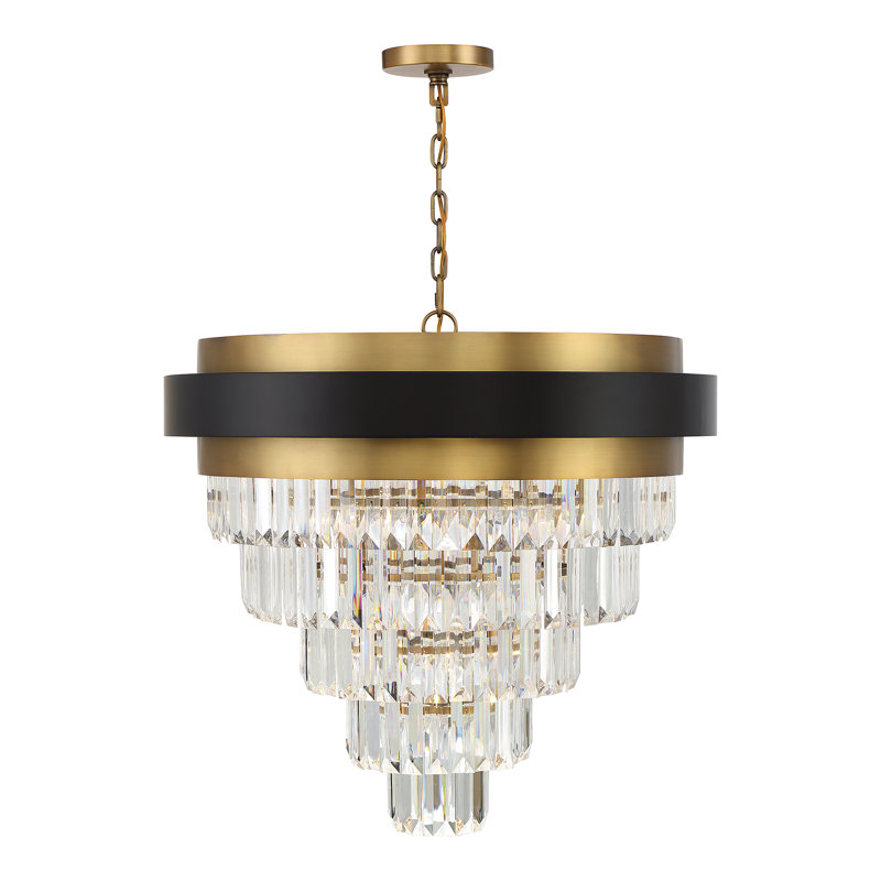 Marquise 9-Light Chandelier in Matte Black with Warm Brass Accents