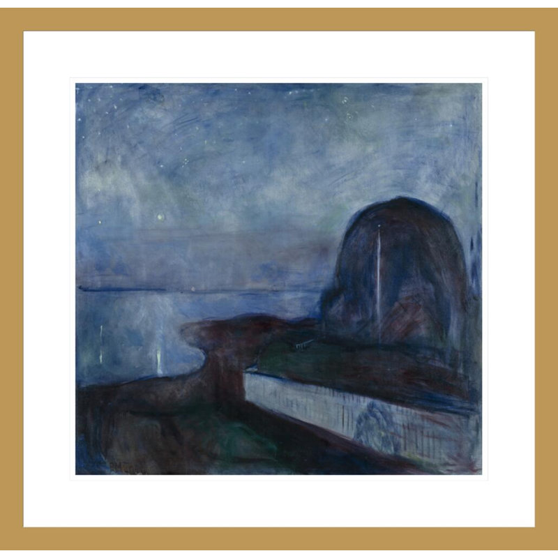 «Starry Night» par Edvard Munch - impression giclée encadrée, H 23,5 po x l 24,15 po