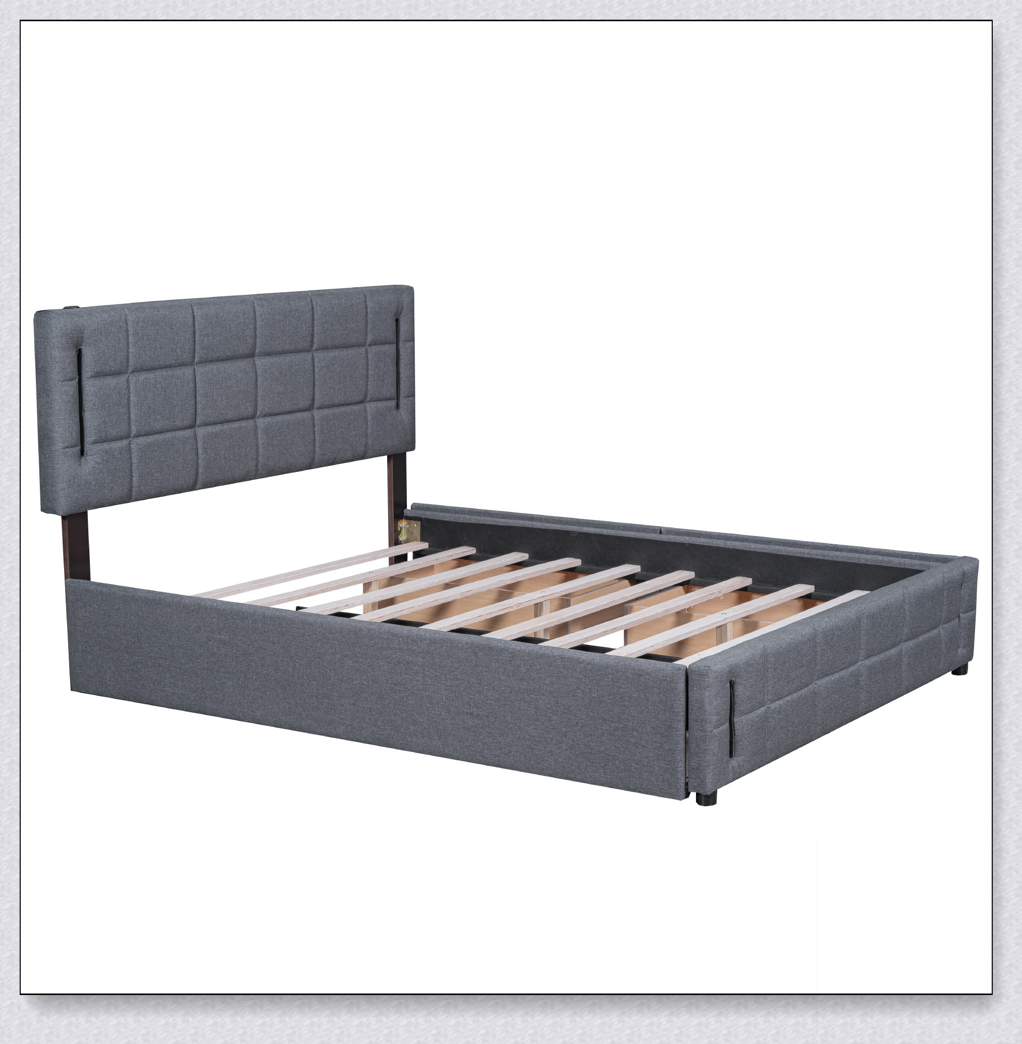 Latitude Run® Upholstered Platform Bed With Trundle And Drawers | Wayfair