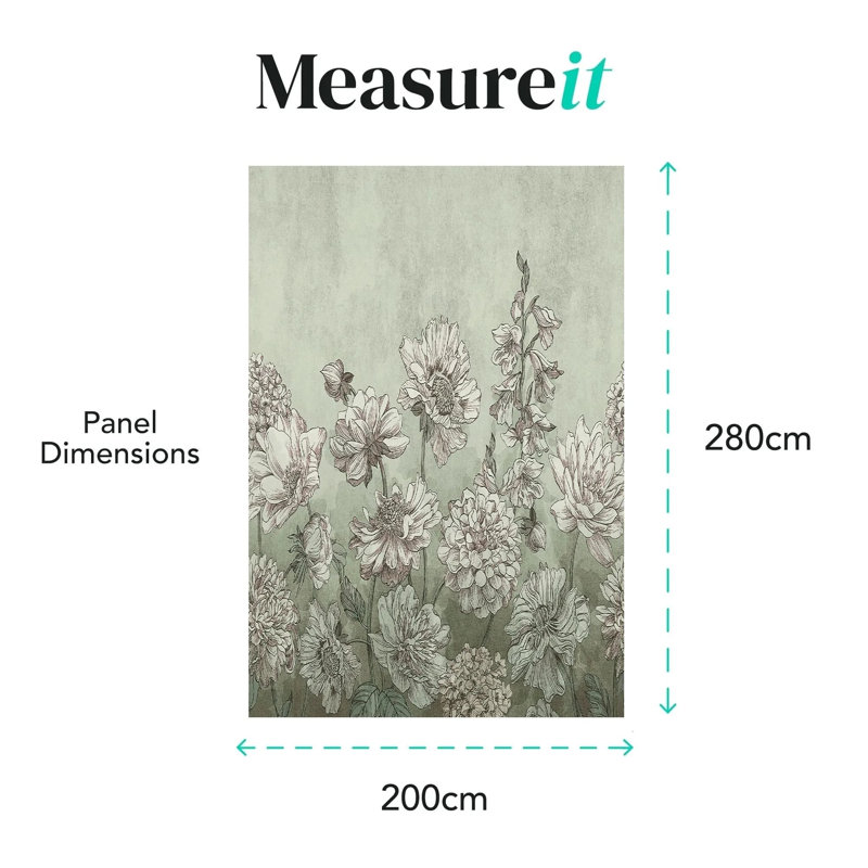 Superfresco Easy Muted Floral Print To Order Fixed Size 2.8m x 3m Mural, Blue