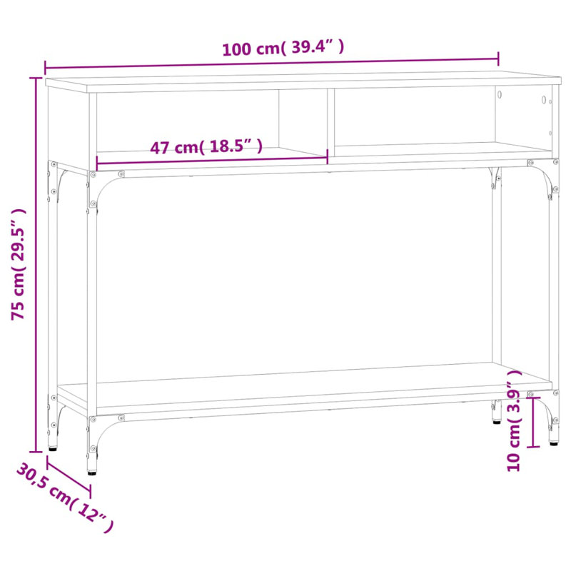 100cm Console Table, Grey Sonoma