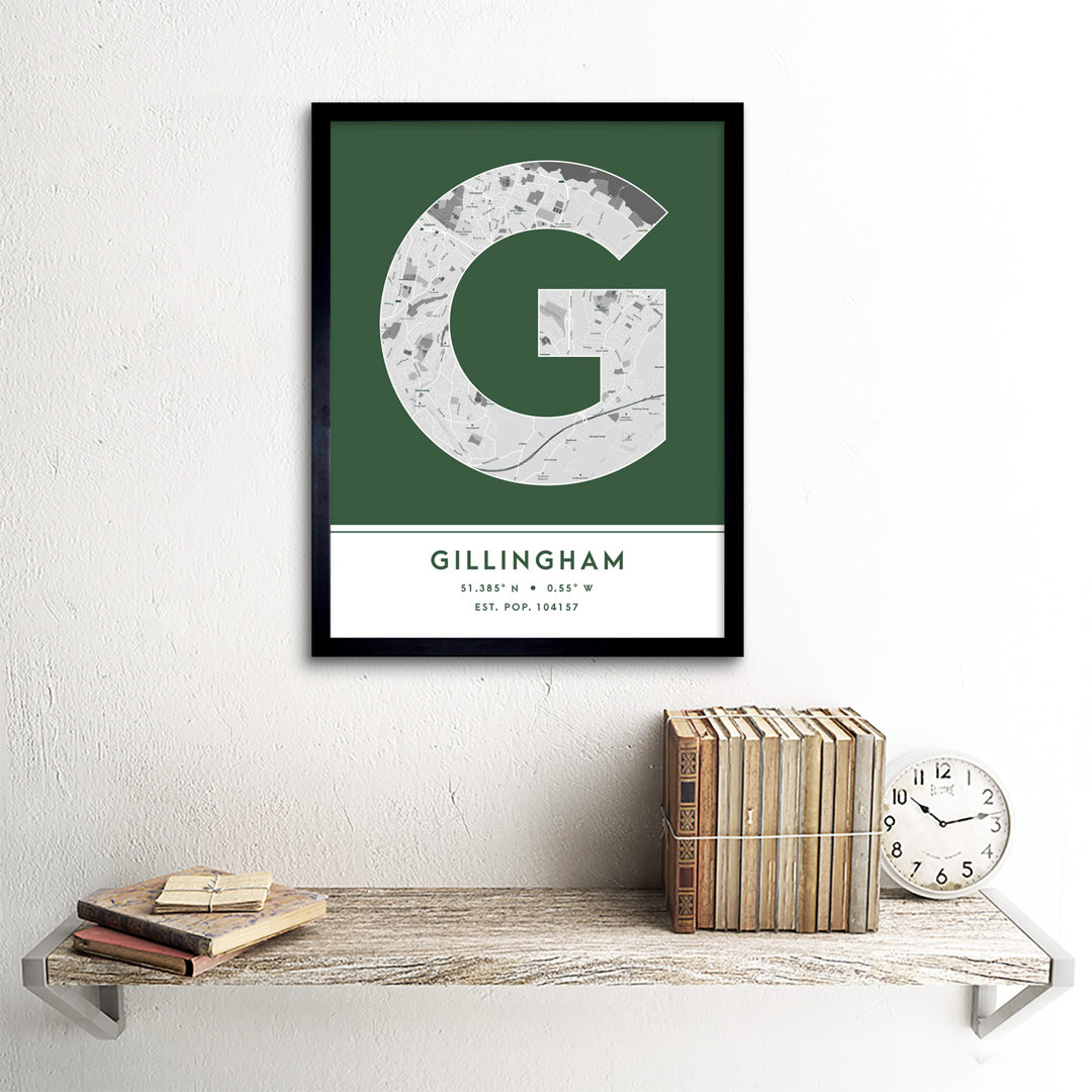 Gillingham England United Kingdom City - Single Picture Frame Typography