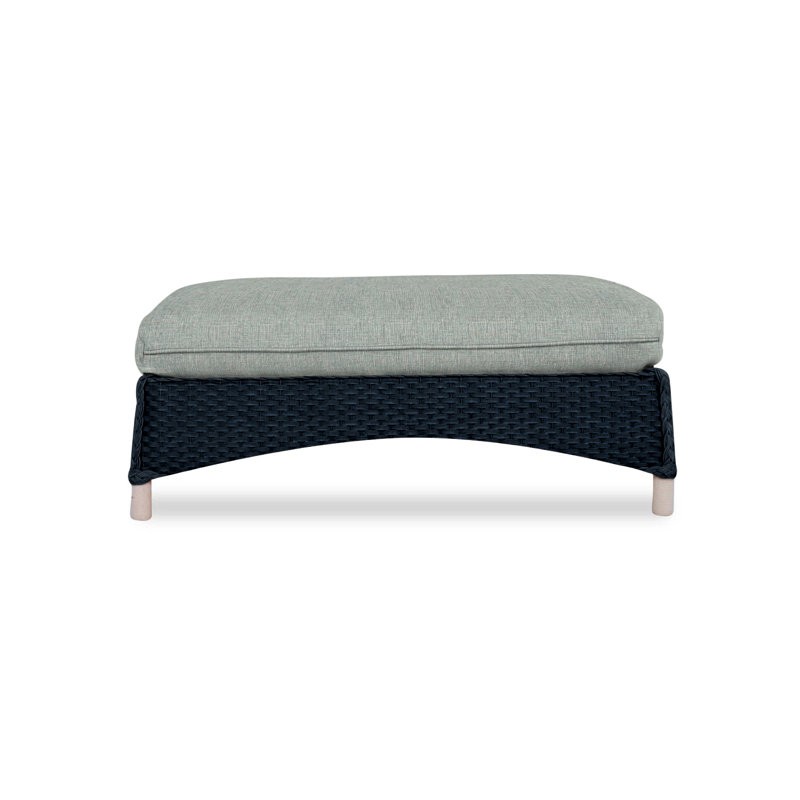 Mandalay Outdoor Ottoman, Callen Celadon, Ebony