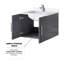 24 po L x P 22 po. Meuble-lavabo gris foncé, comptoir en quartz blanc, robinet et miroir de 18 po inclus