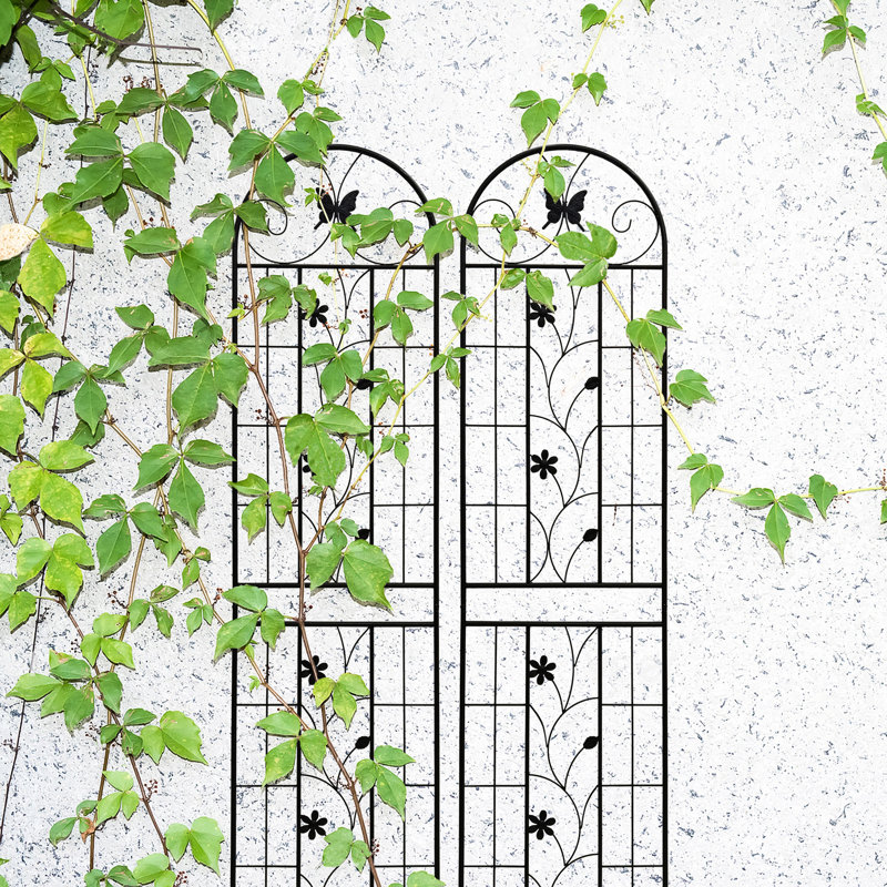Ensemble de 2 treillis de jardin en métal 86,7 po x 19,7 po, rouille - support extérieur. Assemblage facile, pour, concombre, haricots 86,7 po x 19,7 po, plante antirouille à installer, pois