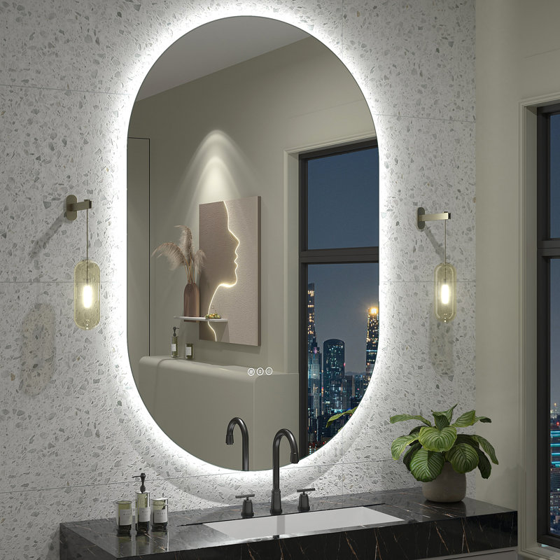 Aevar UL Certified LED Anti-Fog Tempered Glass Bathroom/Vanity Mirror with 3-Year Warranty, 48" x 30"
