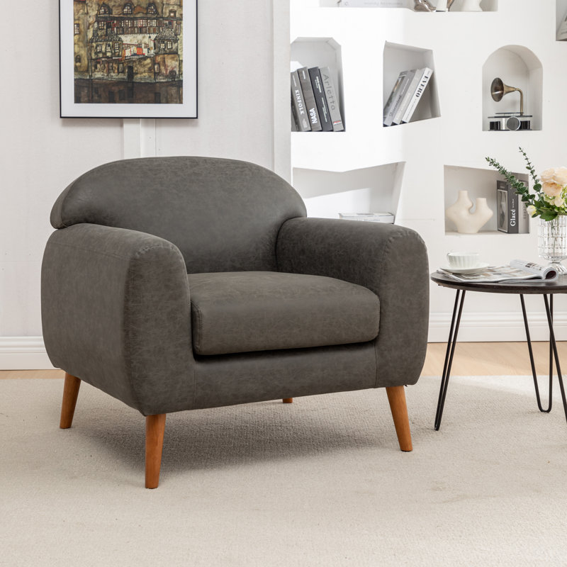 Chaise d'appoint rembourrée en similicuir Libero, Similicuir taupe