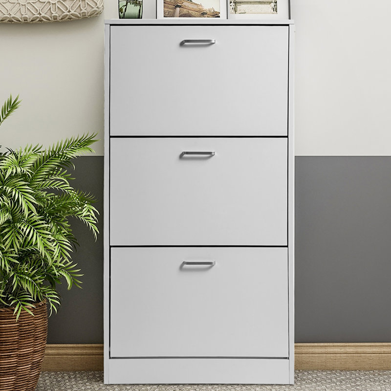 12 Pair Flip Down Shoe Storage, White