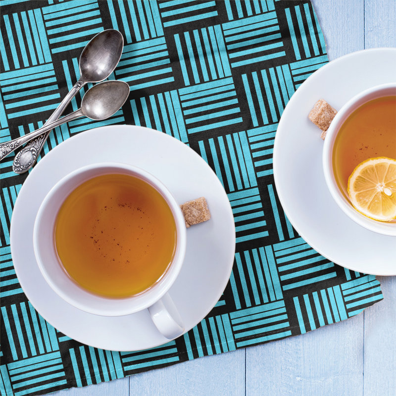 Jaya Tea Towel Kitchen Towel, Aqua/Black, Cotton Twill