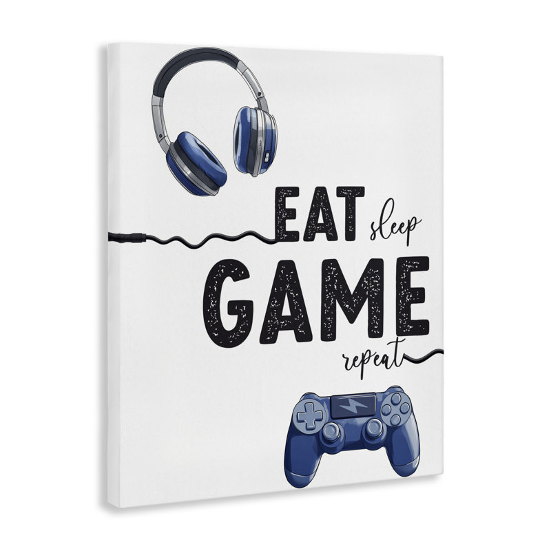 «Eat Sleep Game Lifestyle Canvas», conception par Christine Simpson Art, H 30 po x l 24 po