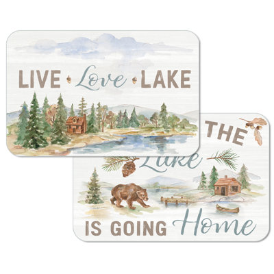 Rustic Lake 4 Pack Reversible Easy Care Placemats