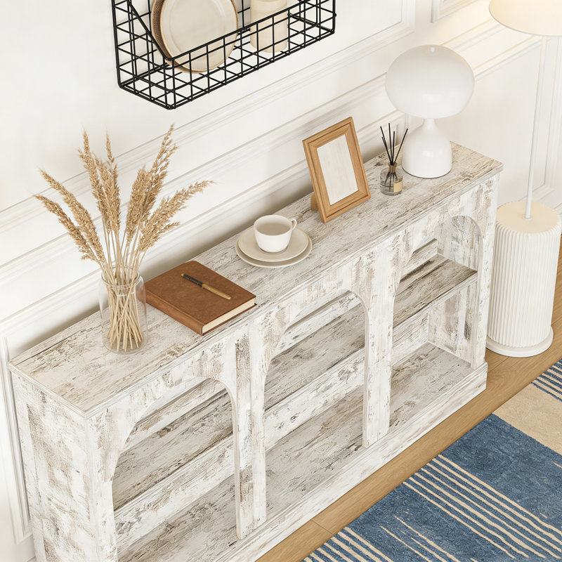 Console de table d'entrée avec rangement à 3 niveaux Farmhouse