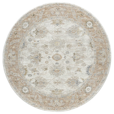 Anthonyson Cream/Brown Traditional Floral Filigree Woven Indoor Area Rug