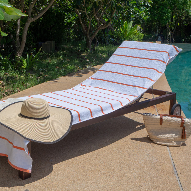 Orange Patterned Cotton Kids Chaise Lounge Covers, 30x85 in, Set of 2