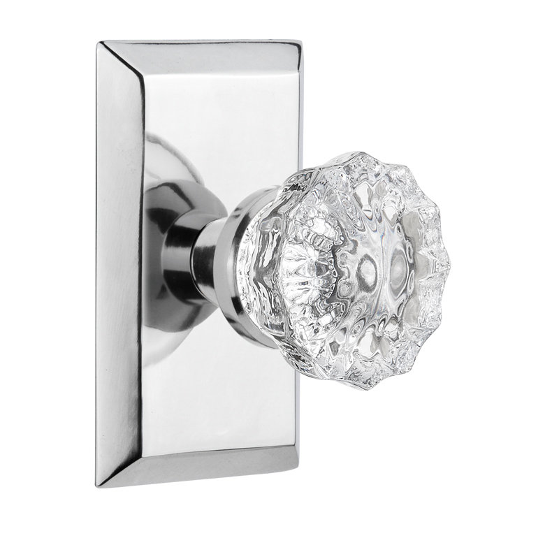 Studio Plate with Crystal Door Knob, Bright Chrome, 2-3/4”