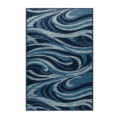 Washable Abstract ocean patterns Nautical Area Rug