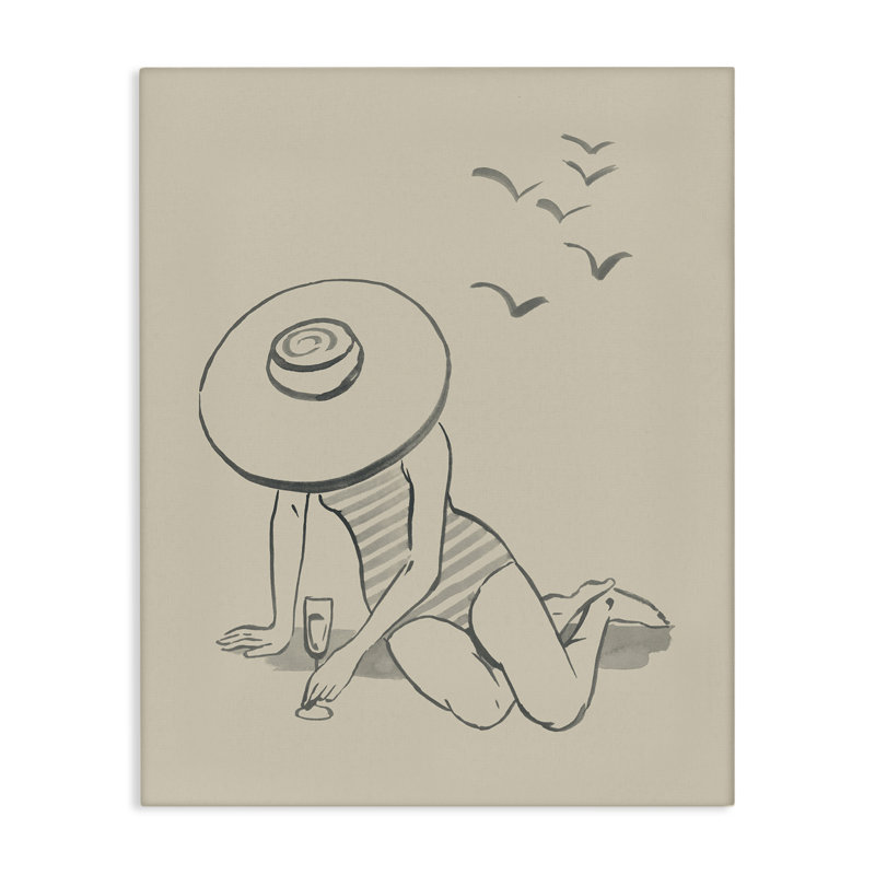 Art sur toile, "Girl on beach" par Grace Popp, H 20 po x l 16 po