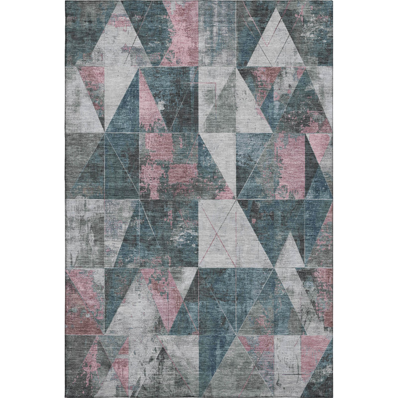 Premium Machine Washable Fairwood AMF1888 Geometric Rug, Rectangle 5' x 7'6"