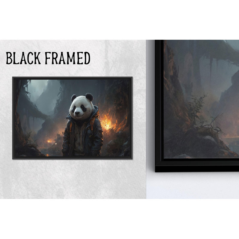 Impression sur toile de panda élégant, Hauteur : 11,9 pouces x Largeur : 15,8 pouces