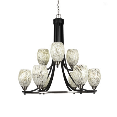 Michell Paramount 9 Light Uplight Chandelier Shown With 5" Natural Fusion Glass