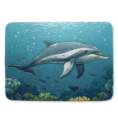 Tapis de bain dauphin vie marine décor de salle de bain scène sous-marine