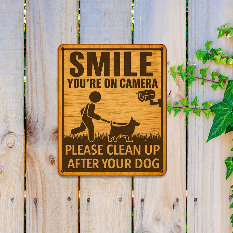 Panneau d'avertissement en bois «Smile You’Re On»