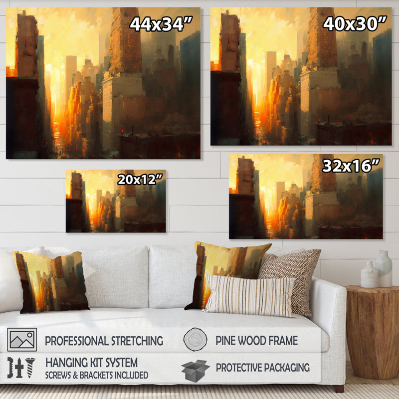 «Beautiful Sunset in New York II», reproduction sur toile, H 34 po x l 44 po x P 1,5 po, Toile tendue