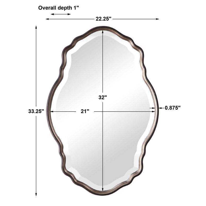 Oaklynn Wood Elongated Wall Mirror, Dark Bronze
