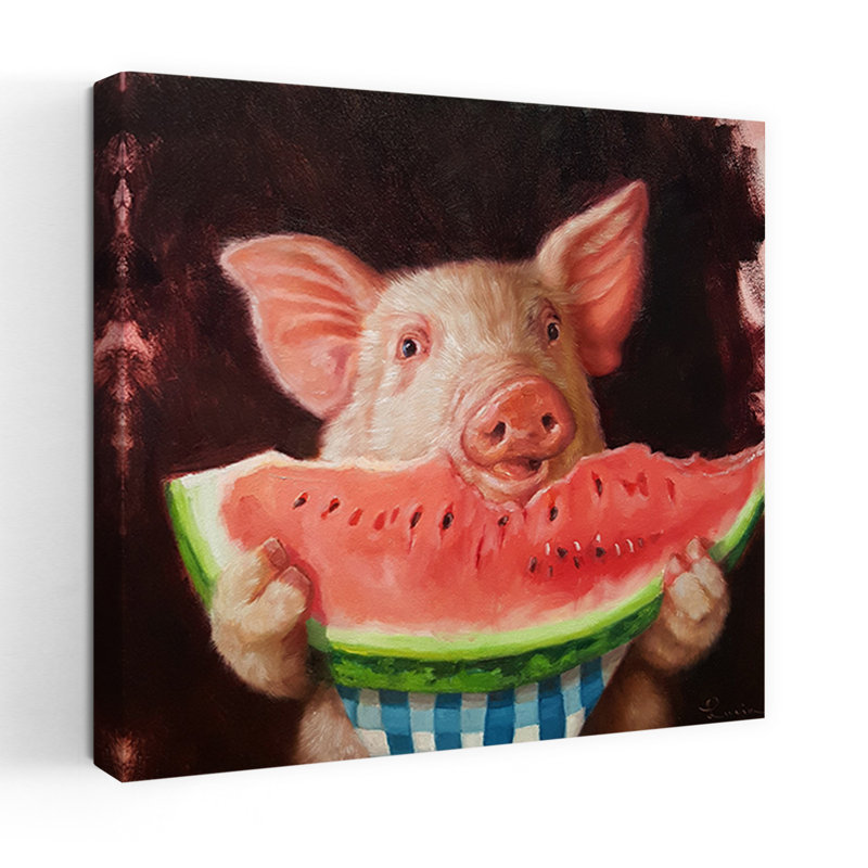 Art contemporain cochon, H 18 po x l 18 po