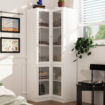 Saire 5-Shelf L-Shaped Corner Wardrobe Armoire by Ebern Designs