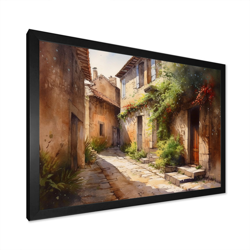 Ritsi, village méditerranéen, rue VIII, sur toile, H 12 po x l 20 po x P 1 po, Cadre photo noir