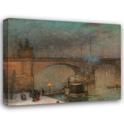 "Prague, a Steamboat on the River Vltava in Front of Palacky Bridge" by  Jakub Schikaneder - Gallery Wrap Canvas Wall Art