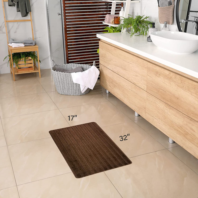 Non-Slip Bath Mat, 17" x 32", Brown
