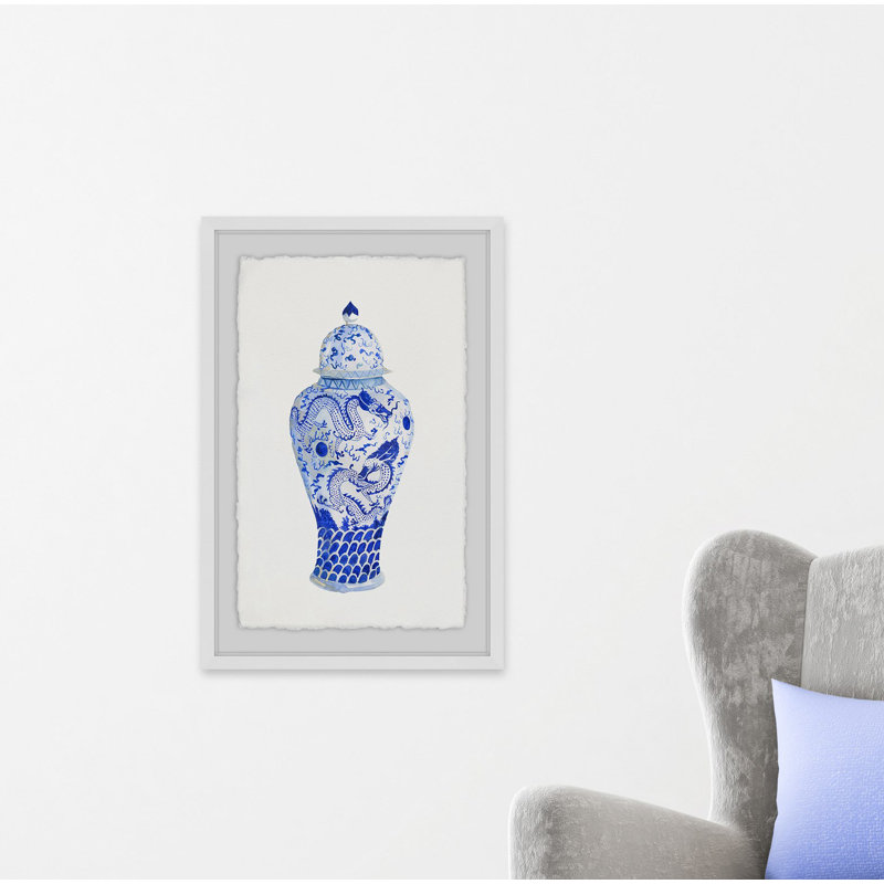 « blue vase », reproduction encadrée, H 18 po x l 12 po
