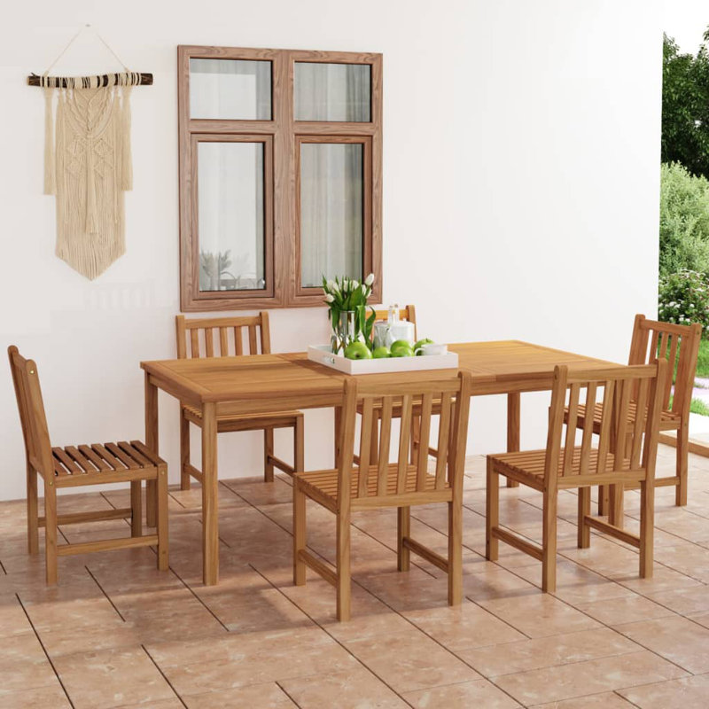 Ensemble de salle à manger de jardin 7 pièces en bois de teck massif 78,7 x 39,4 vidaXL, 7